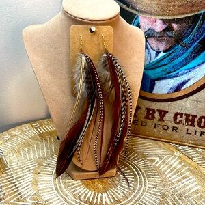 Boho Feather Earrings NWOT